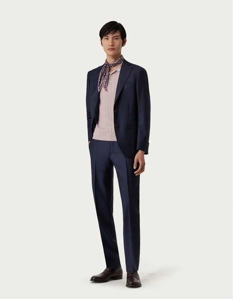 CANALI Men's Blue Sharkskin Suit - Premium Slim Fit Business Suit for Weddings, Office & Formal Events