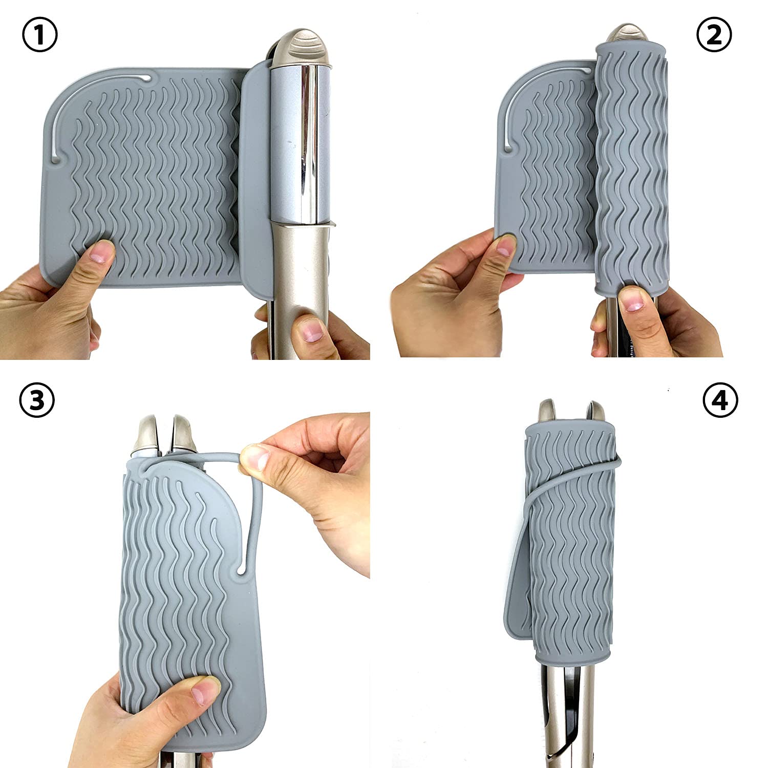 Heat Resistant Travel Mat for Curling Iron & Hair Straightener - 9”x6.5” Gray Counter Protector with Heat Resistant Glove | Perfect for Salon, Home & Travel Styling | Lessmon