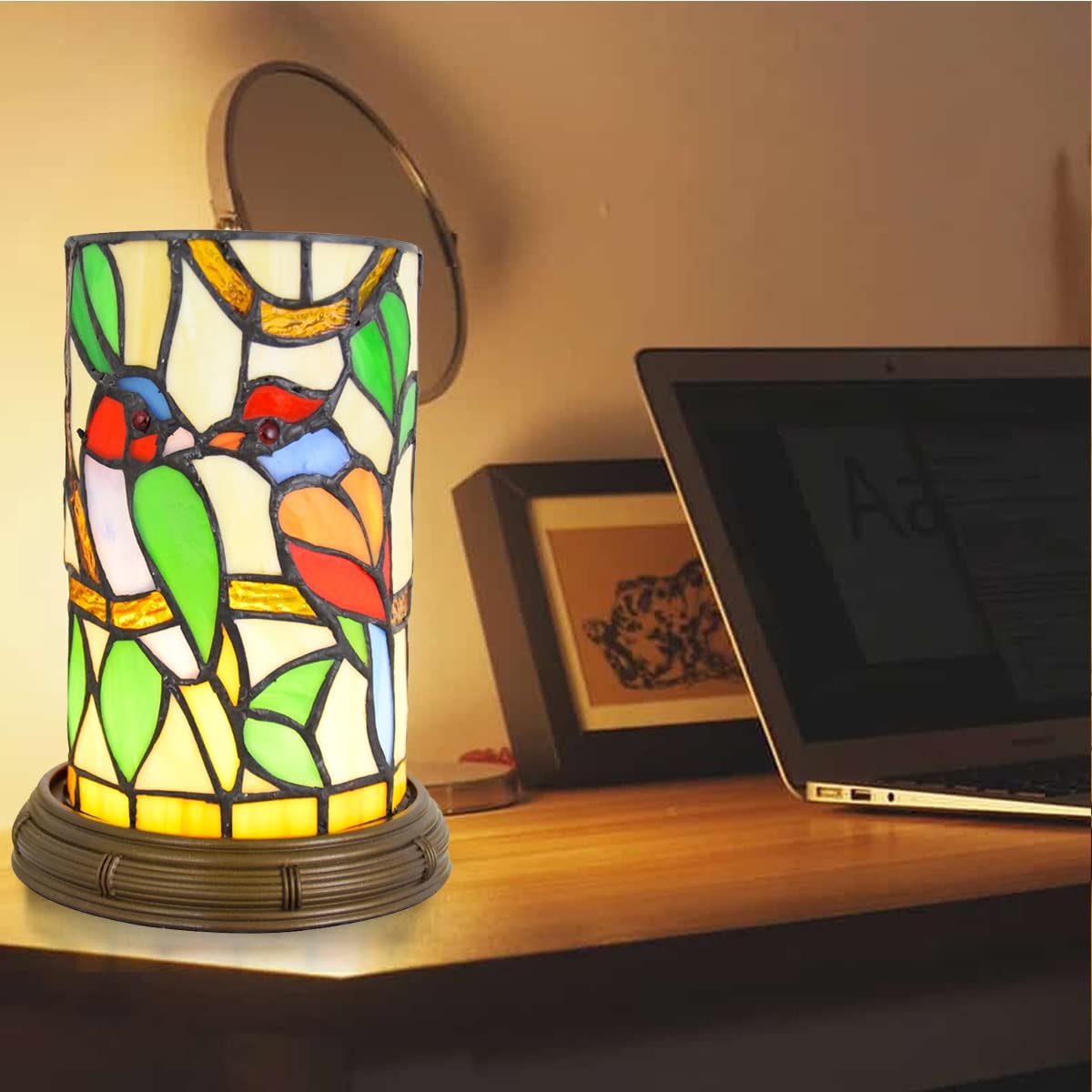 Tiffany Lamp Kids Night Light - Stained Glass LED Dimmable for Bedroom & Hotel