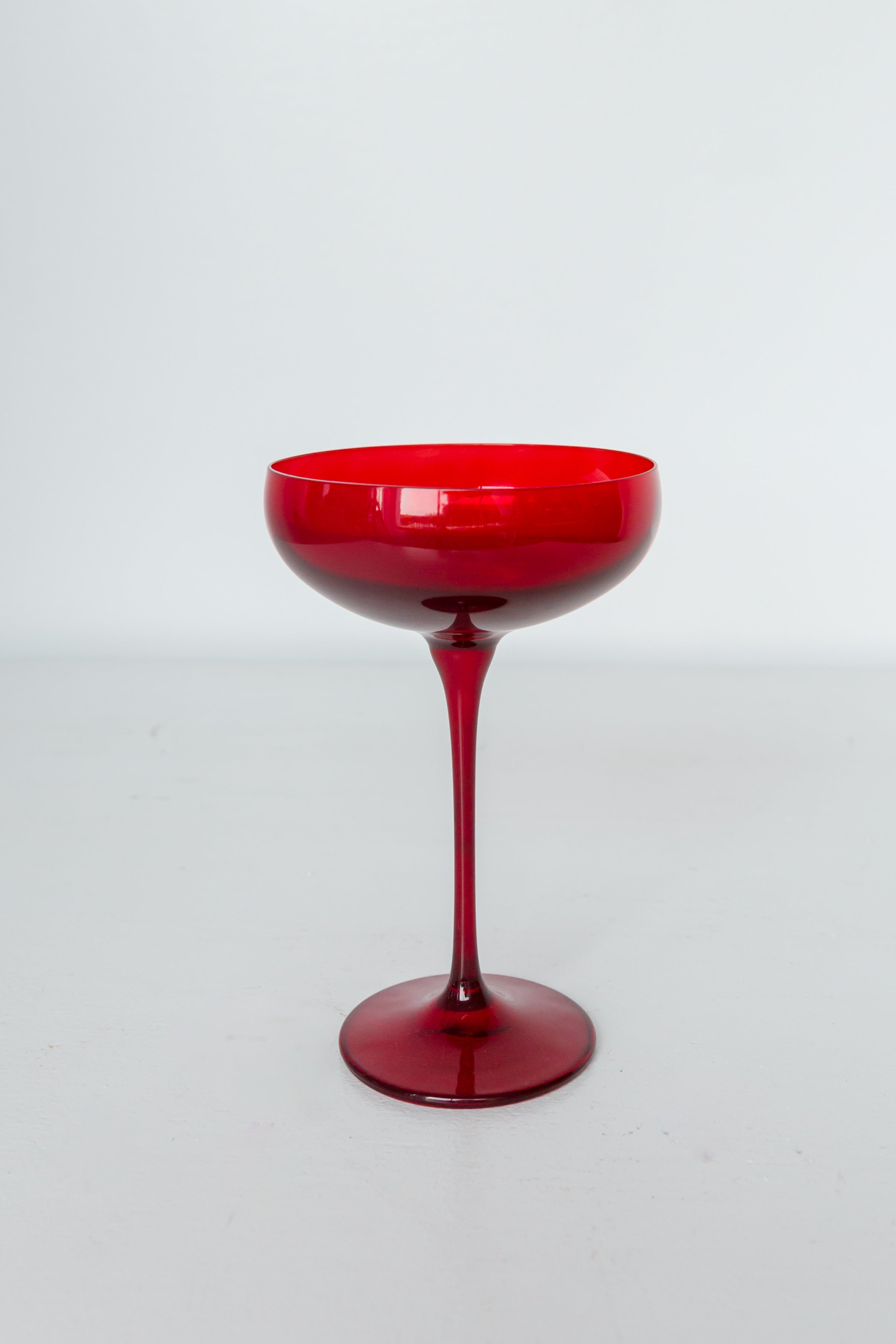 Estelle Colored Champagne Coupe Glasses Set of 2 - Elegant Red Stemware for Wedding, Party & Special Occasions