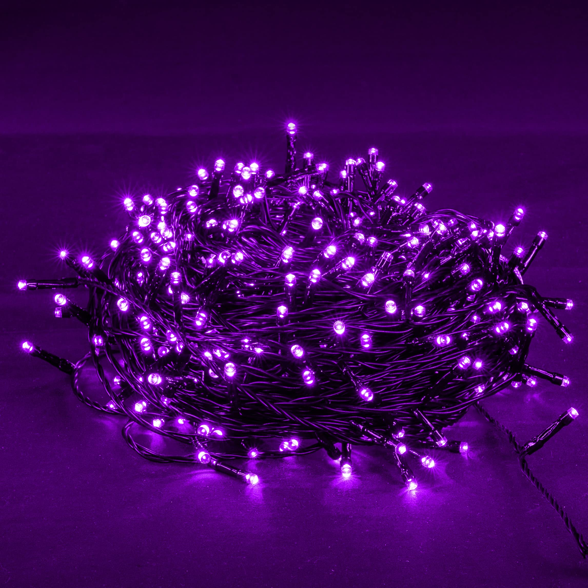 DAZZLE BRIGHT 300 LED Halloween String Lights - 100FT Connectable Outdoor/Indoor Fairy Lights with 8 Lighting Modes | Waterproof Purple Party Decor for Halloween, Garden, Yard, Carnival & Home Decoration - Perfect for Patio, Christmas, Weddings & Special Events