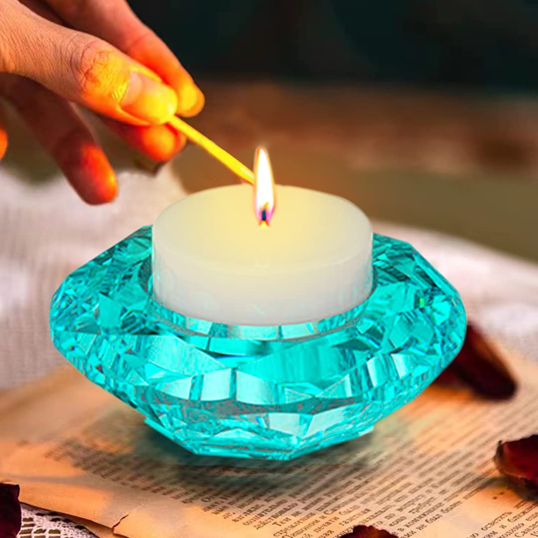 Zayookey Silicone Resin Molds for Candle Holders, Jewelry Trays & DIY Crafts - Crystal Diamond Epoxy Molds for Tealight Holders, Home Table Decor - Perfect for Wedding Centerpieces, Holiday Decorations & DIY Resin Art Projects