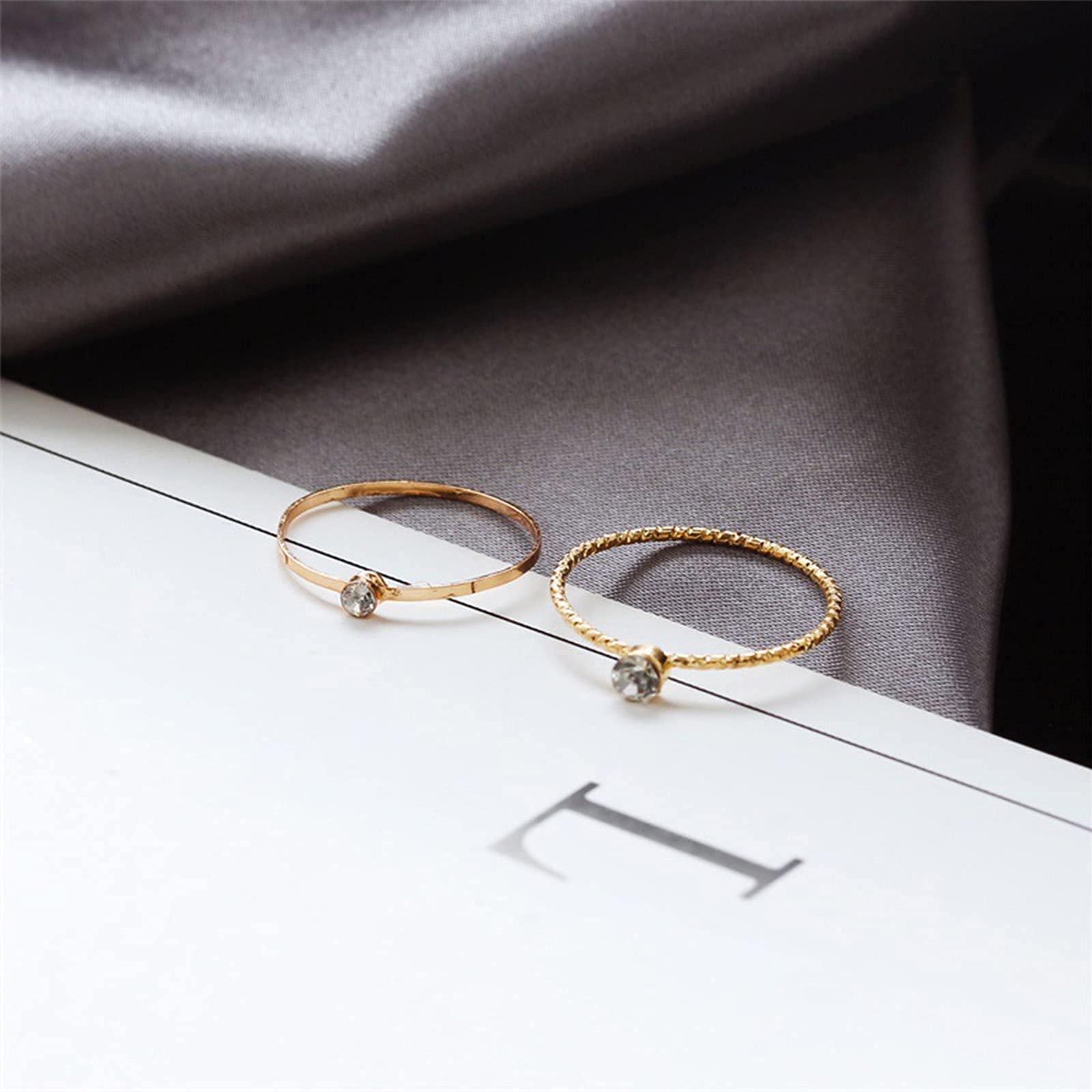Boho Gemstone Knuckle Rings Set - 5Pcs Gold Crystal Stackable Finger Rings for Women & Teens | Elegant Hand Jewelry for Parties, Weddings & Everyday Wear