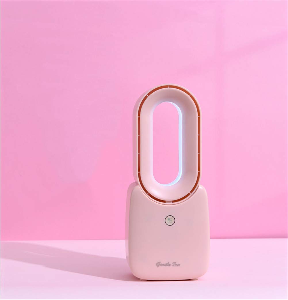 DevilLover Bladeless Desk Fan - USB Rechargeable, Ultra Quiet Portable Fan with Colorful LED Lights for Office, Dorm, Home & Travel | Perfect for Work, Study & Bedside Cooling