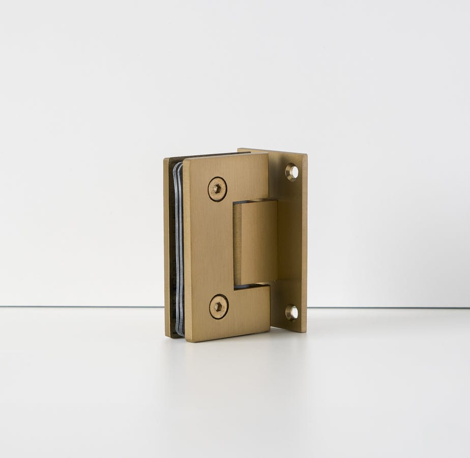 Brushed Brass Shower Hinge for Glass to Wall Installation - Perfect for Bathroom Glass Door & Shower Enclosure Hardware