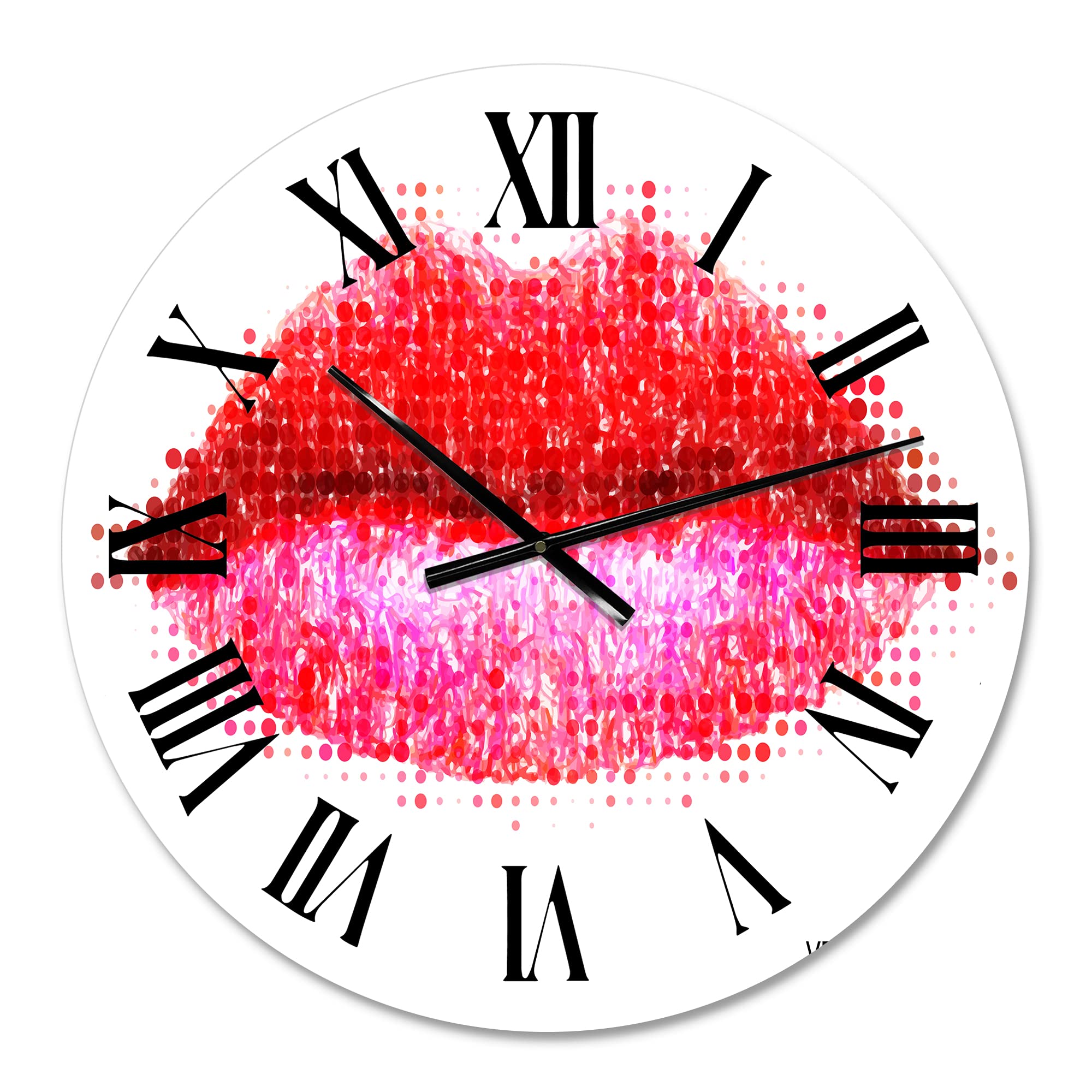 Abstract Red Woman Lips Modern Wall Clock - Large Decorative Clock for Home, Office & Living Room Décor | Silent Non-Ticking Battery Operated