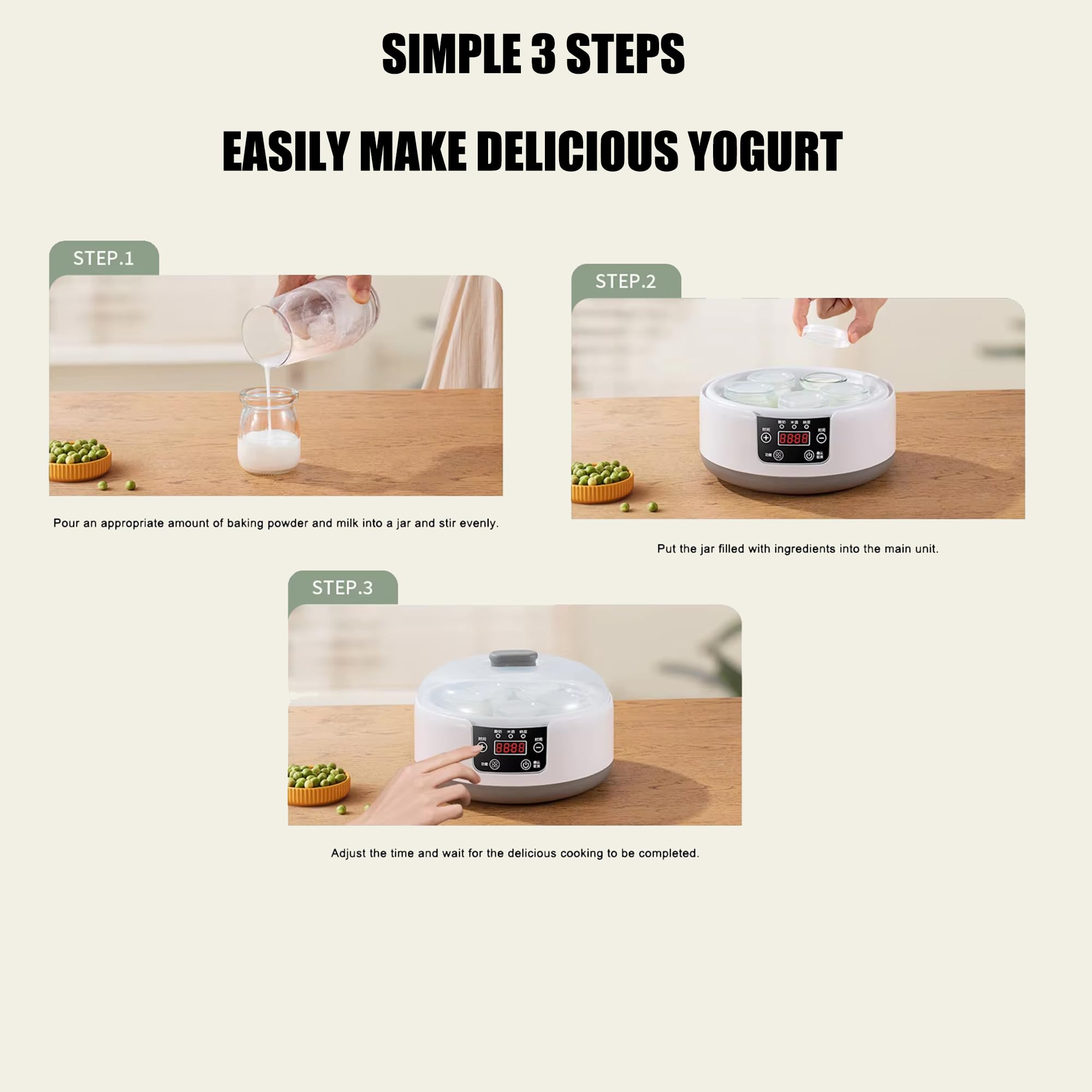 1.2L Automatic Yogurt Maker with Constant Temperature Control - Low Noise Stainless Steel Inner Pot - Electric Probiotic Yogurt Machine (5 Cups Included) - Perfect for Homemade Greek Yogurt, Kefir & Healthy Breakfasts