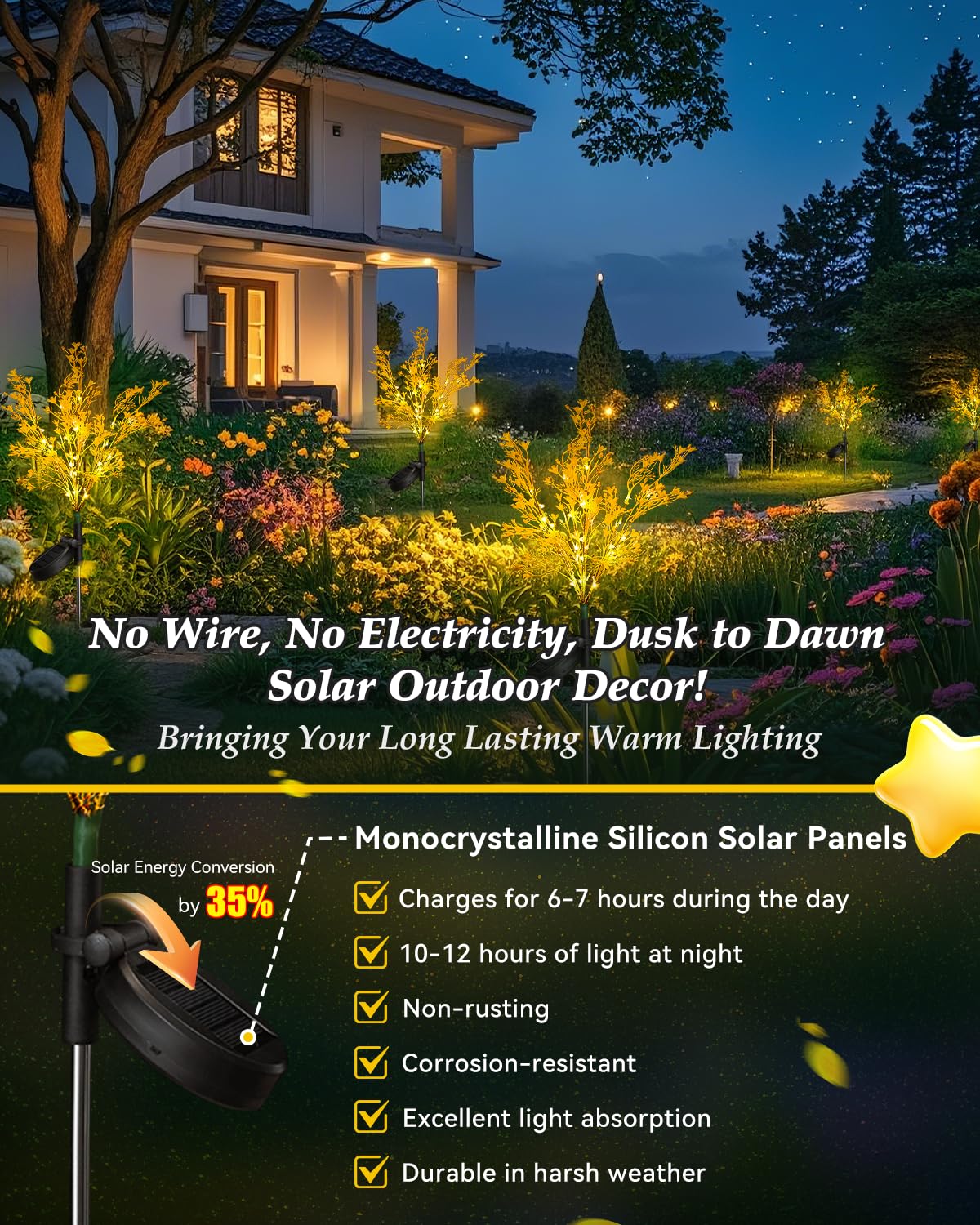 Neporal Solar Garden Lights Outdoor Decorative - Waterproof IP65 Solar Powered Flower Stake Lights with Auto On/Off Dusk to Dawn | Perfect for Garden, Patio, Yard, Pathway Decoration & Gardening Gifts for Women