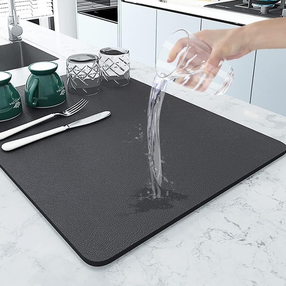 Becharaji Kitchen Dish Drying Mat - Super Absorbent, Non-Slip, Quick Dry for Utensils & Dishes - Perfect for Countertops, Sinks & Dish Racks (30x40cm) - Ideal for Daily Kitchen Use & Dish Organization