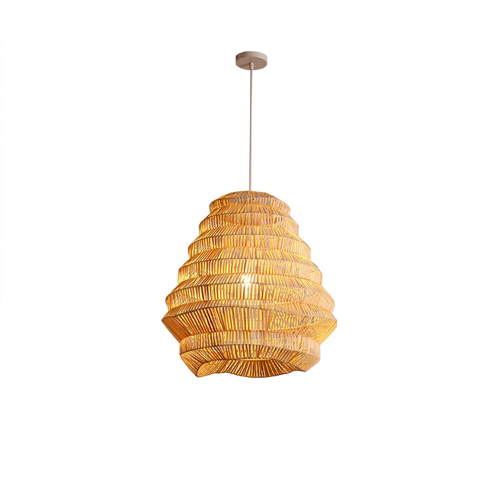 Handmade Bamboo Spiral Pendant Light - Eco-Friendly Natural Rattan Hanging Lamp for Living Room, Bedroom & Patio Decor
