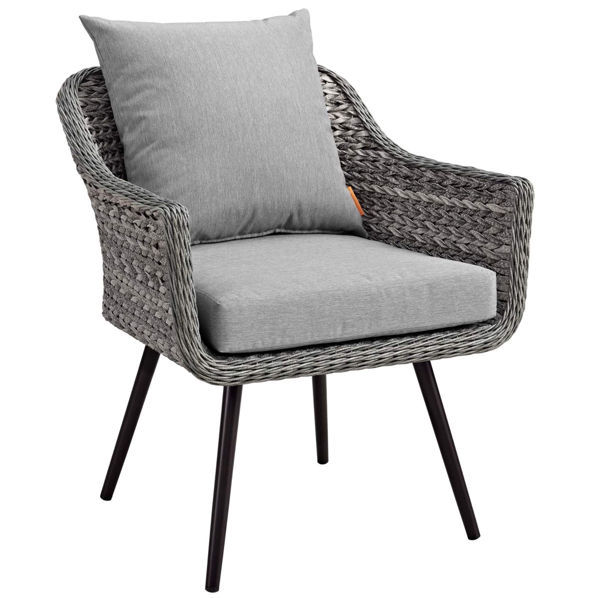 Ergode Endeavor Outdoor Patio Armchair - Modern Waterproof Aluminum Frame with All-Weather Cushions & Gray Synthetic Rattan Weave - Perfect for Poolside, Garden, or Patio Relaxation
