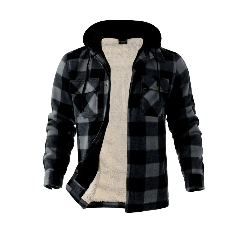 Men's Warm Plaid Berber Fleece Lined Jacket - Winter Outdoor Casual Coat for Hiking, Camping & Daily Wear