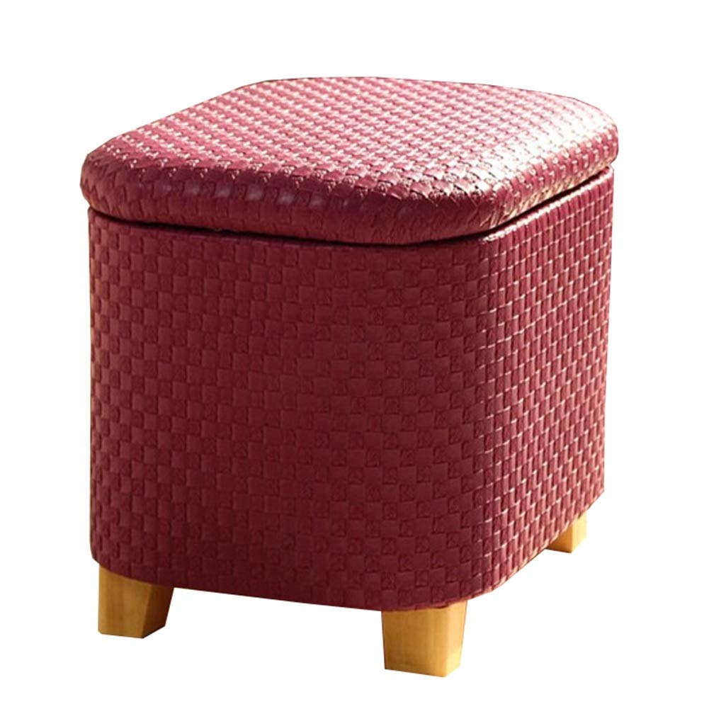 Multifunctional Leather Storage Ottoman Cube Footstool - Shoe Bench with Hidden Storage, Decorative Pouffe for Living Room, Bedroom & Entryway