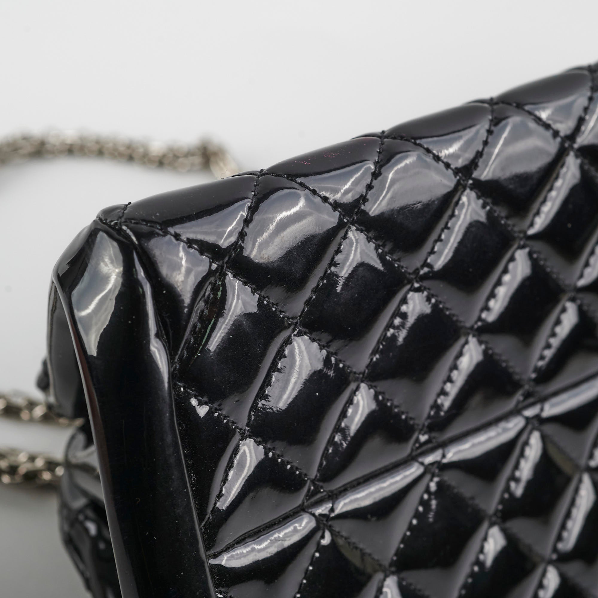 Chanel Just Mademoiselle Patent Leather Bowling Bag in Black | Luxury Designer Handbag for Women | Perfect for Work, Evening Events & Travel