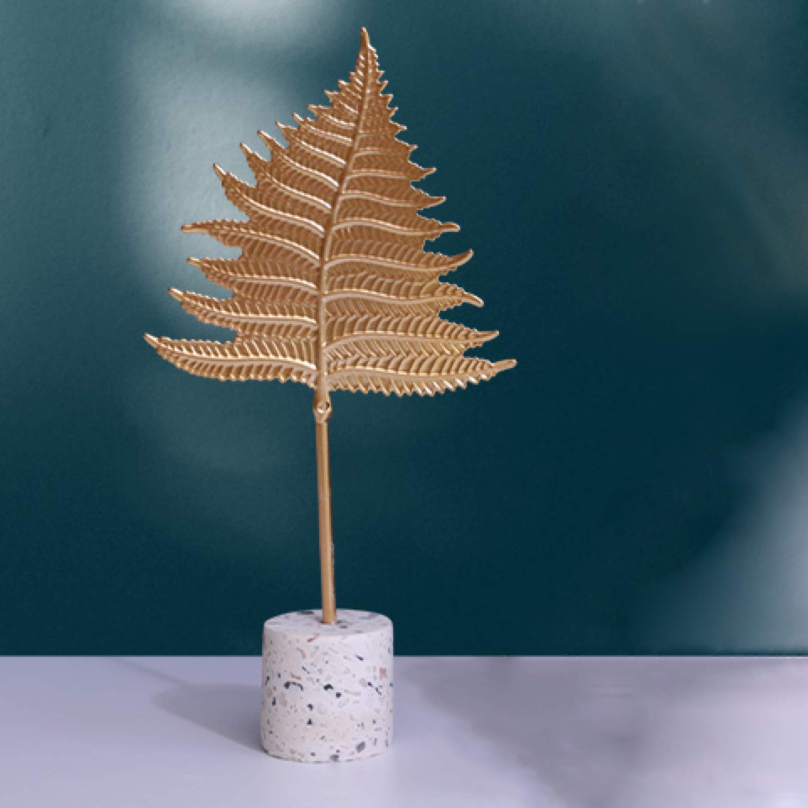 KKONION Nordic Golden Leaf Statue - Modern Metal Flower Sculpture, Contemporary Art Plant Figurine for Home & Office Decor - Perfect for Bookshelf, TV Stand, Desk & Living Room Décor