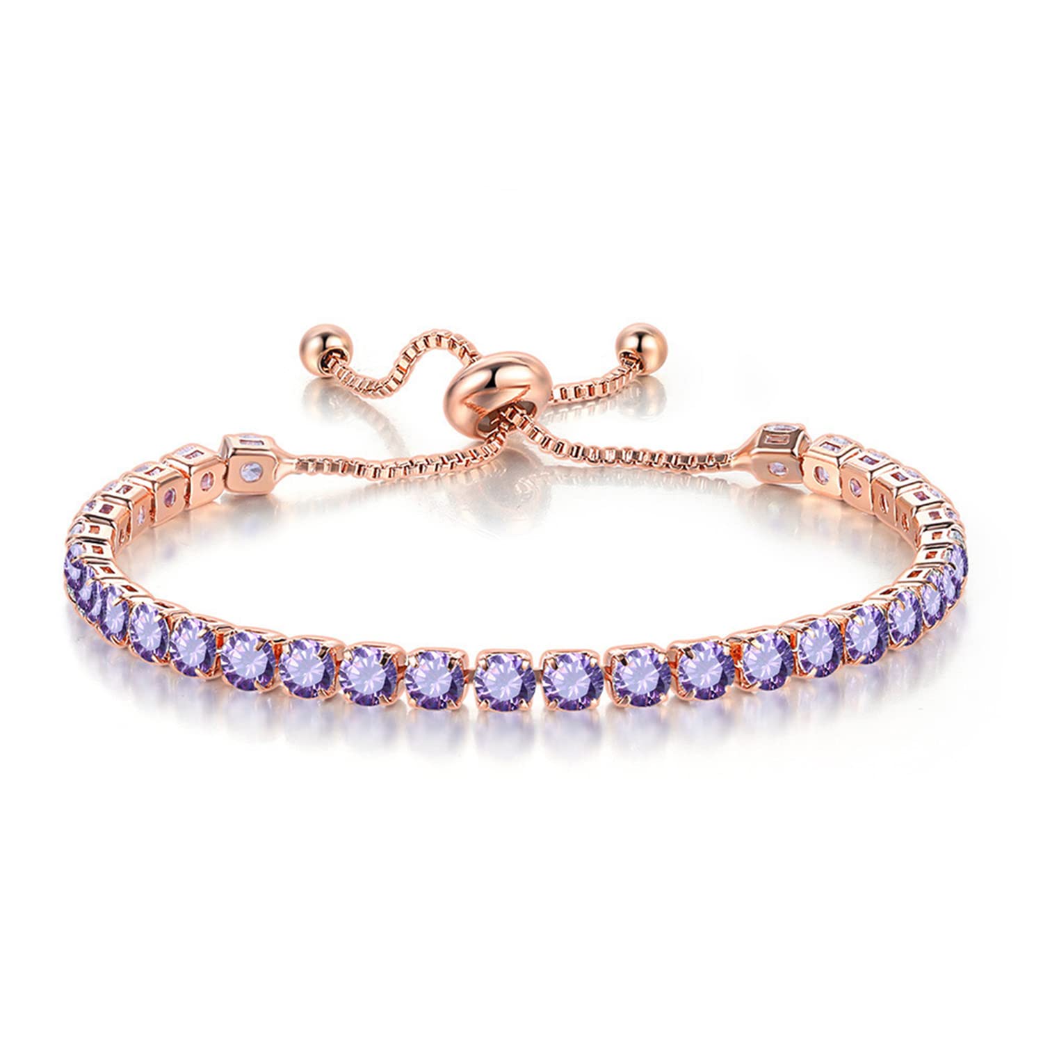 Baoqin Cubic Zirconia Adjustable Bolo Bracelet for Women - Elegant Wedding Engagement Gift Jewelry for Her - Perfect for Anniversary, Birthday & Special Occasions