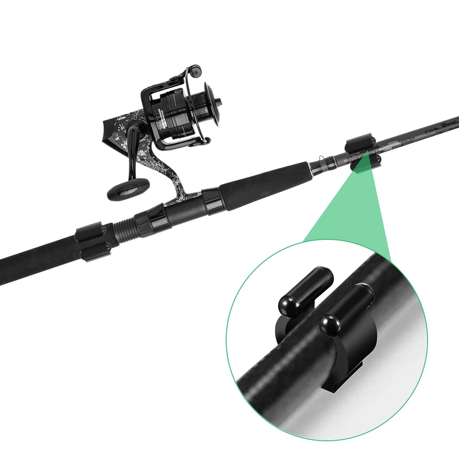 EEEKit 20-Piece Wall Mounted Fishing Rod Holder Set - Black Pole Storage Rack & Organizer Clips for Fishing Rods, Billiard Cues, Snooker Cues - Perfect for Garage, Basement & Boat Storage