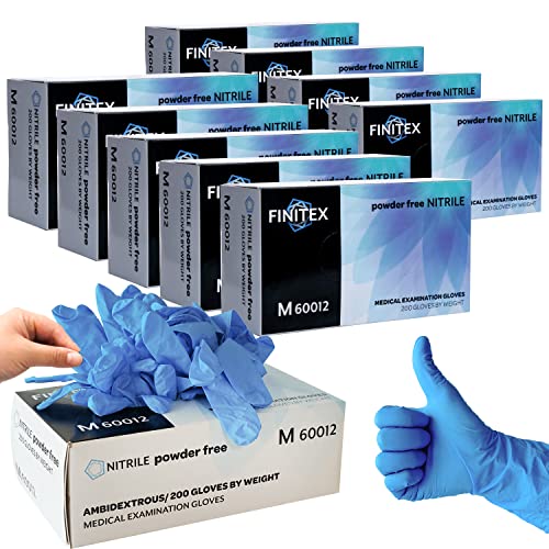 FINITEX Nitrile Disposable Medical Exam Gloves - Powder-Free, Latex-Free, 2000 Count (Blue) - Ideal for Healthcare, Food Service & Cleaning Protection