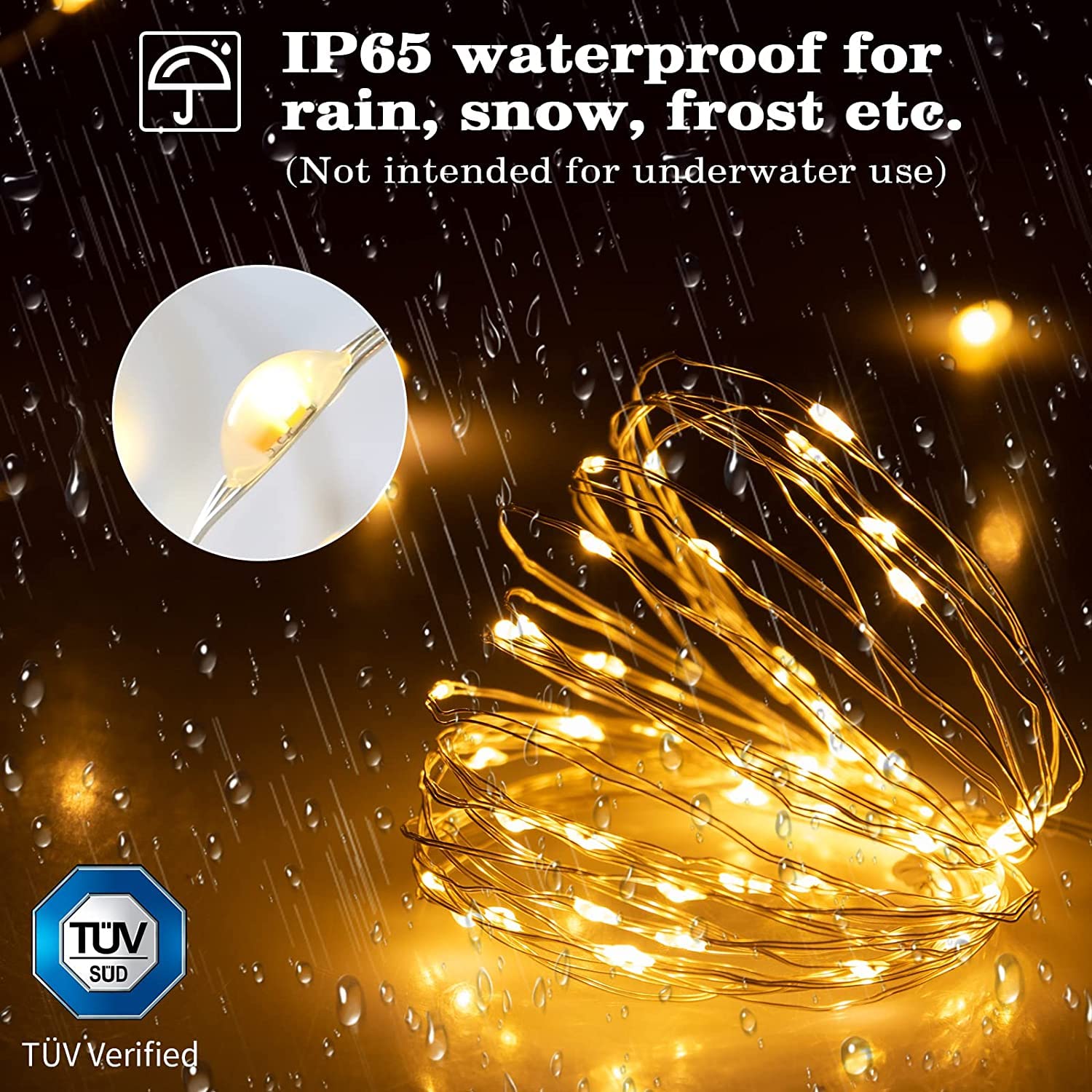 Koopower 2X 50 LEDs Battery Operated Fairy Lights - 16ft Waterproof Copper Wire String Lights with 8 Lighting Modes (Warm White) - Perfect for Outdoor Decor, Garden, Wedding, Party & Christmas Tree Lighting