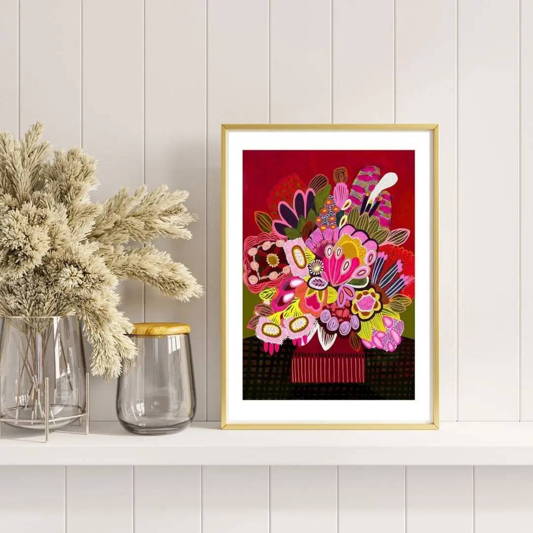 Botanica Stupenda Modern Art Print - Vibrant Botanical Wall Decor for Living Room, Bedroom & Office | Perfect Home & Office Decoration