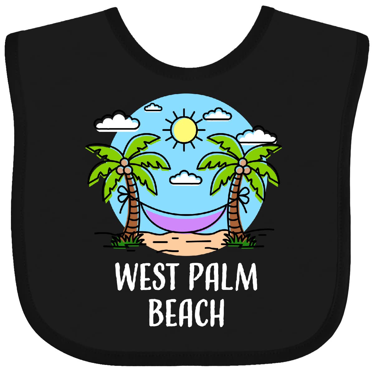 Inktastic Summer Vacation in West Palm Beach Baby Bib - Cute & Absorbent Infant Feeding Bib for Toddlers - Perfect for Beach Trips, Family Outings & Mealtime Messes