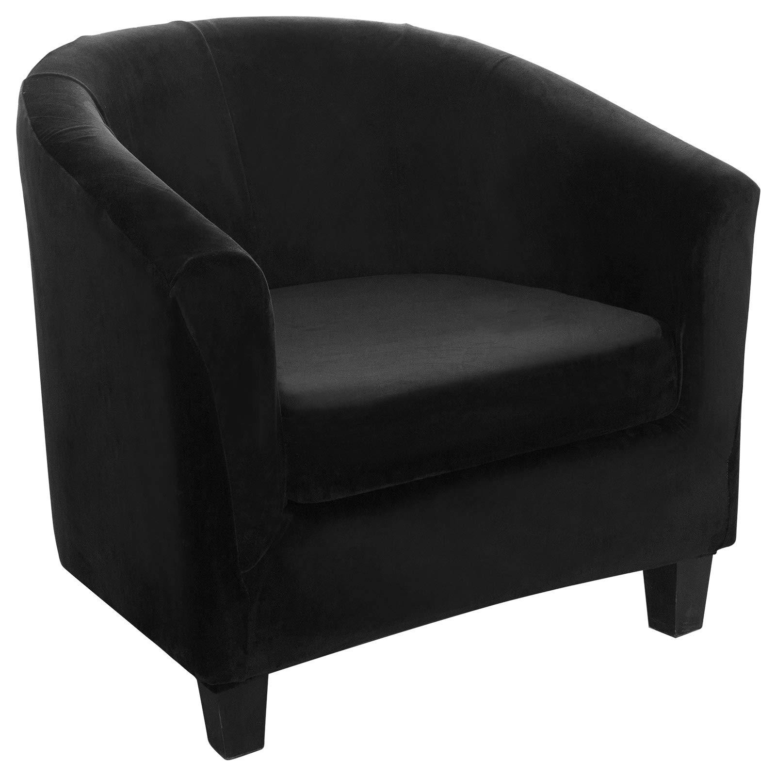 2-Piece Velvet Club Chair Cover Set with Cushion Cover - Stretchable Jacquard Spandex Armchair Protector for Living Room, Bar, Hotel & Internet Cafe Furniture (Black, 1 Piece) - Perfect for Home Decor, Office Seating & Commercial Spaces
