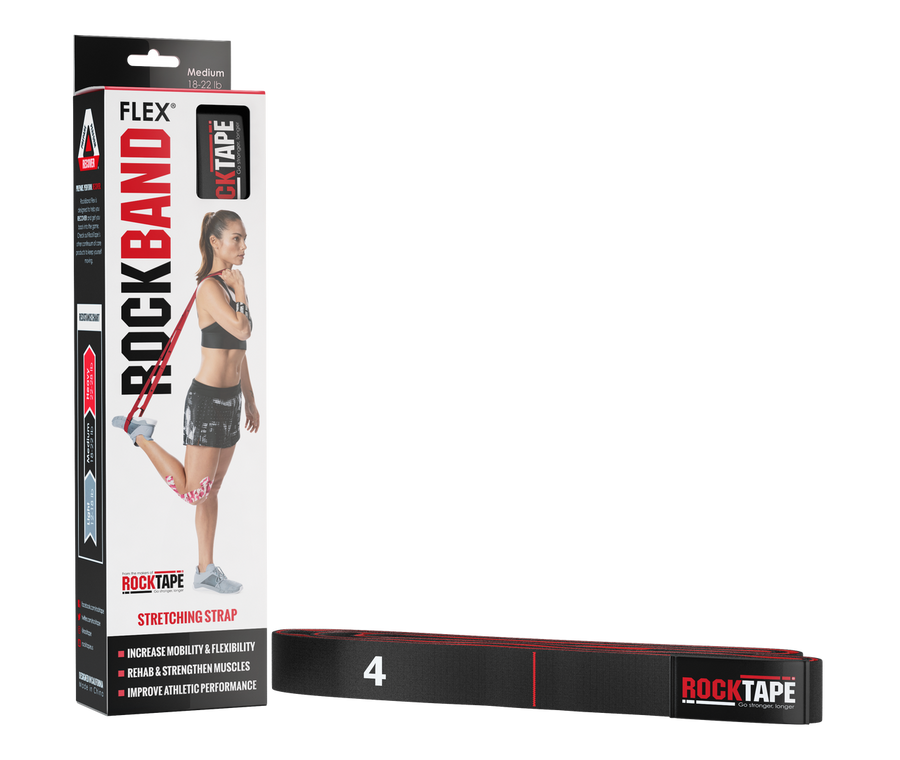 Rocktape Rock Band Flex Medium Black - Elastic Kinesiology Tape for Pain Relief & Muscle Support - Ideal for Athletes, Runners & Physical Therapy
