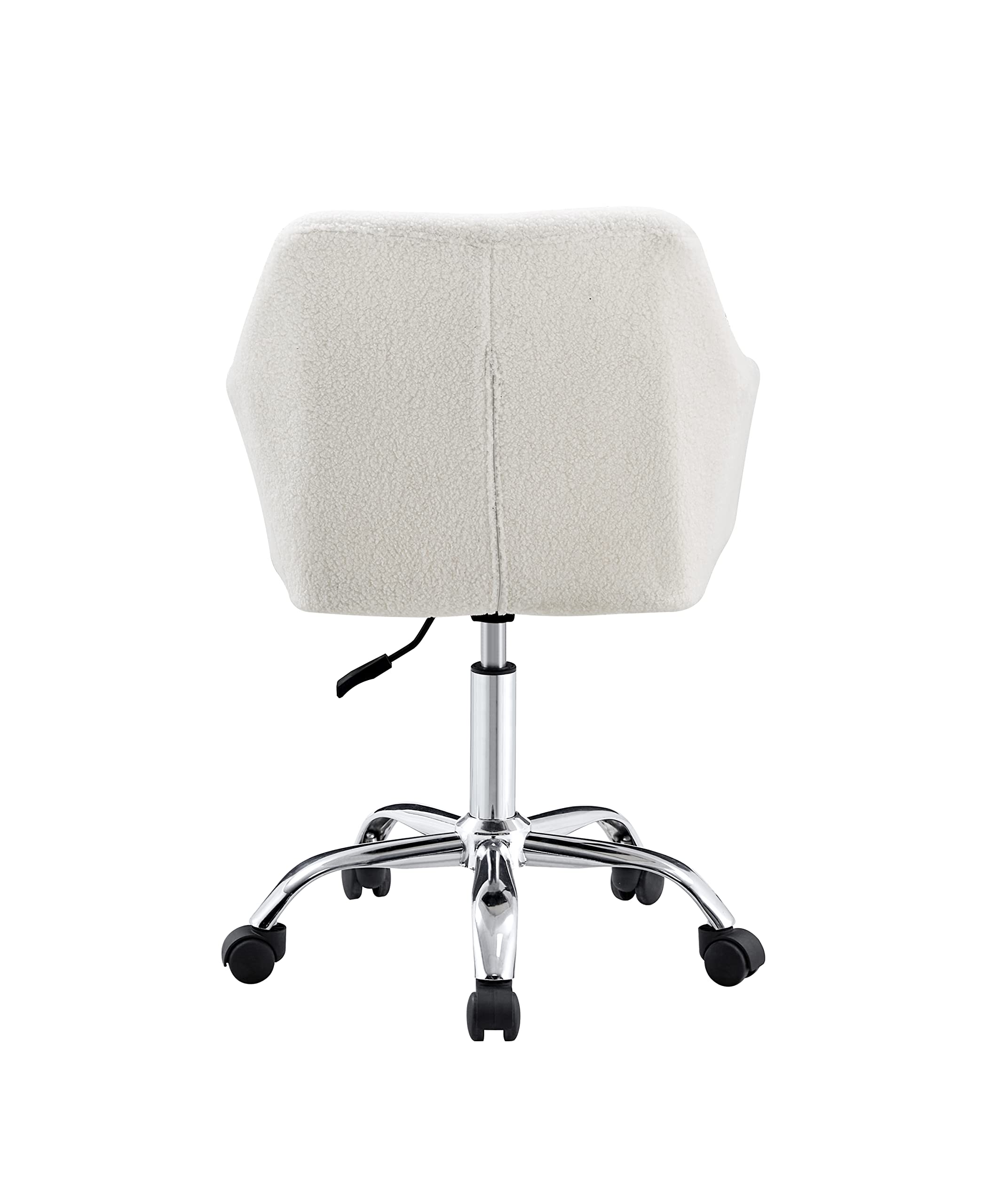 HomVent White Faux Fur Swivel Chair with Wheels - Adjustable Height Modern Plush Makeup Vanity Stool, Soft Office Desk Chair for Bedroom, Living Room & Dressing Room - Perfect for Home Decor, Beauty Salon & Cozy Reading Nook