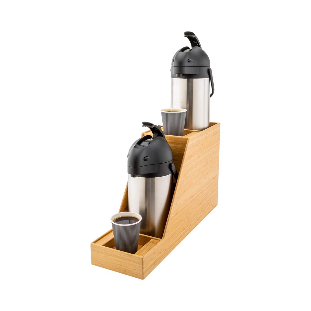 Restpresso Natural Bamboo Dual Airpot Coffee Dispenser for Restaurants & Cafes - 23.5