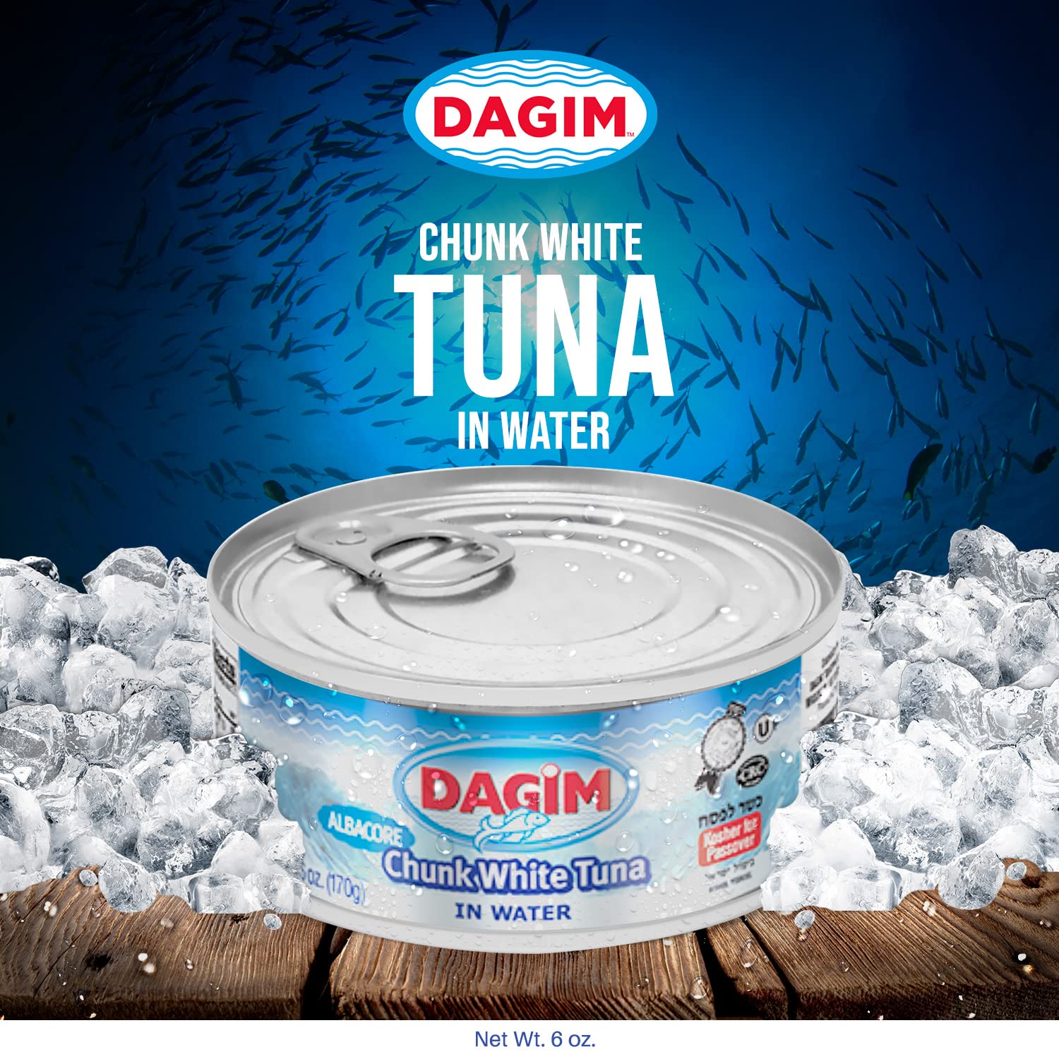 Premium Chunk White Albacore Tuna in Water - 6 oz. Canned Tuna Fish, Kosher Certified for Passover - Pack of 8 - Perfect for Salads, Sandwiches, and Healthy Meal Prep
