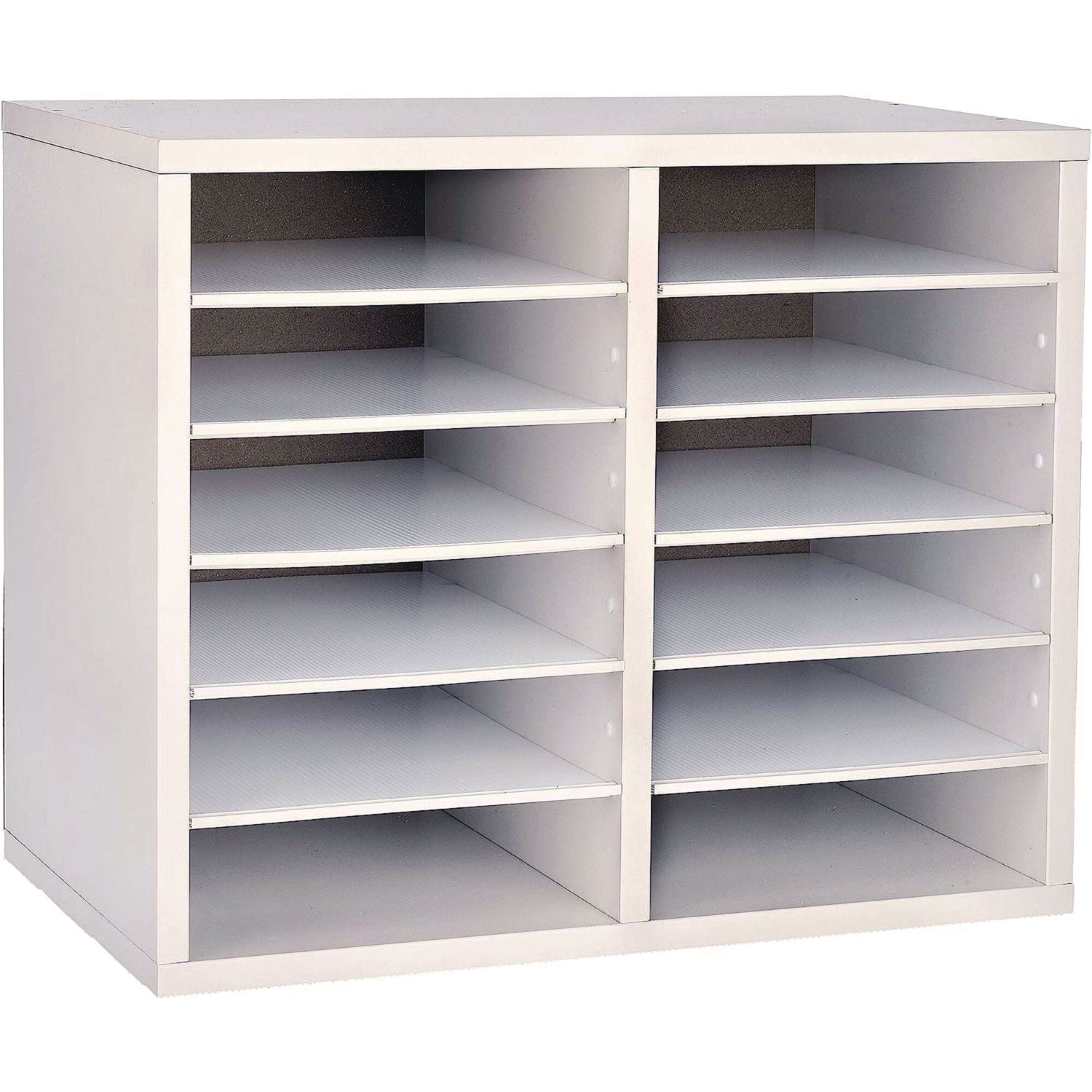 AdirOffice Wooden Adjustable 12-Section Letter Size Literature Organizer - 20 x 11.8 x 16.3 Inches, White - Perfect for Office, Home, or Classroom Document Storage & Organization