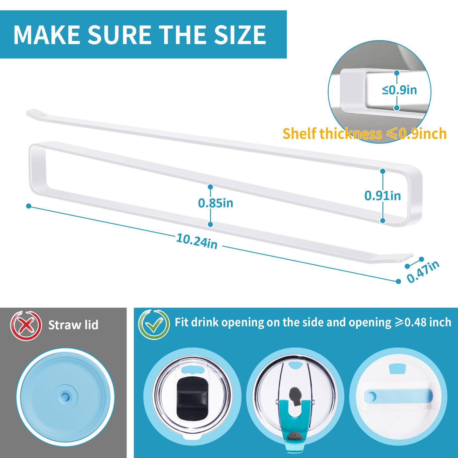 ARTLEO Tumbler Lid Organizer - Space-Saving Under Cabinet Cup Lid Holder for Yeti, Stanley & Shallow Lids (Holds 12 Lids) - Perfect Kitchen Cabinet Storage Solution for Coffee Mugs & Travel Cups