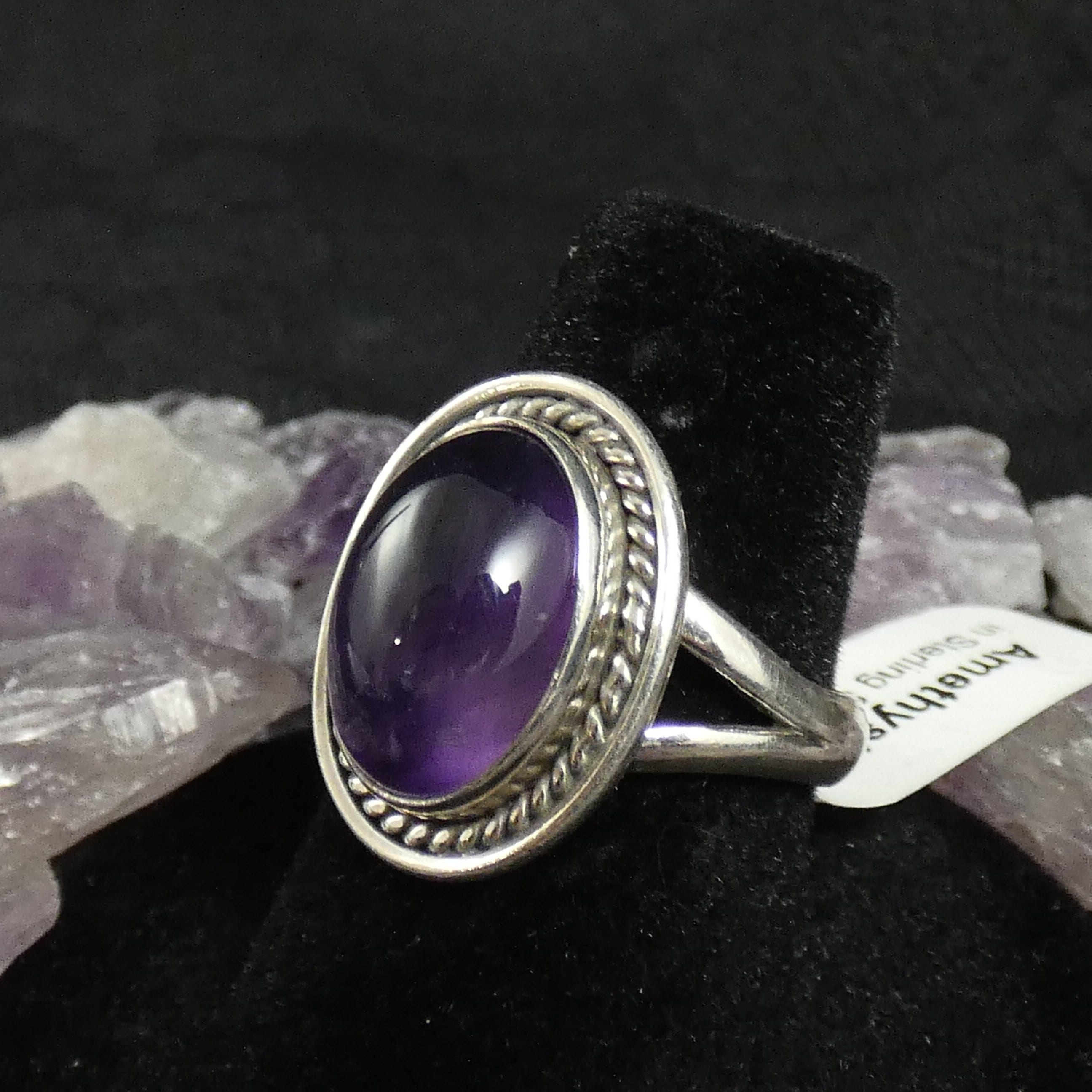 Amethyst Ring for Women - Size 7.25 Sterling Silver Adjustable Band - Elegant Purple Gemstone Jewelry for Gifts, Wedding, Anniversary & Everyday Wear
