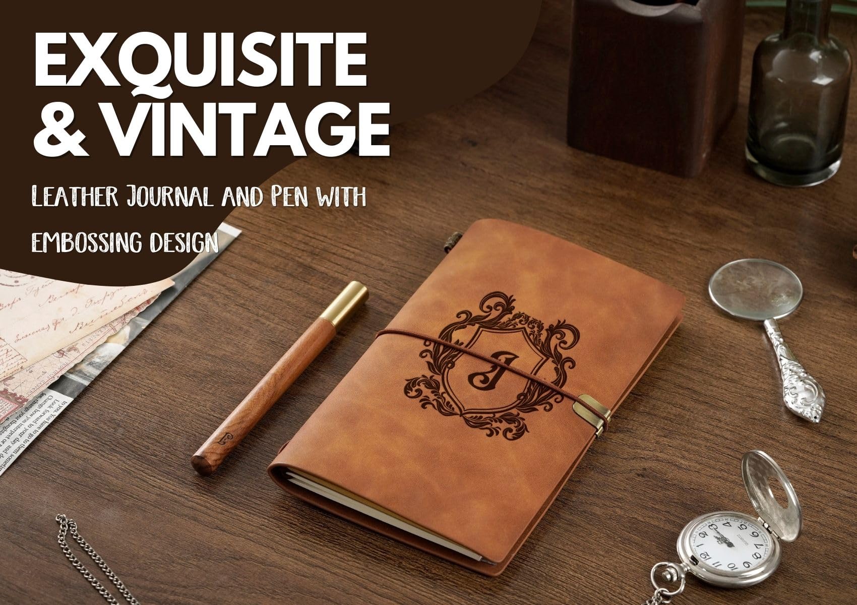 Personalized Leather Journal Notebook - Monogrammed Refillable Sketchbook & Travel Diary, 7x5 Inches Brown Lined Planner - Perfect Christmas, Birthday Gifts for Men & Women - Ideal for Writing, Drawing & Travel Journaling