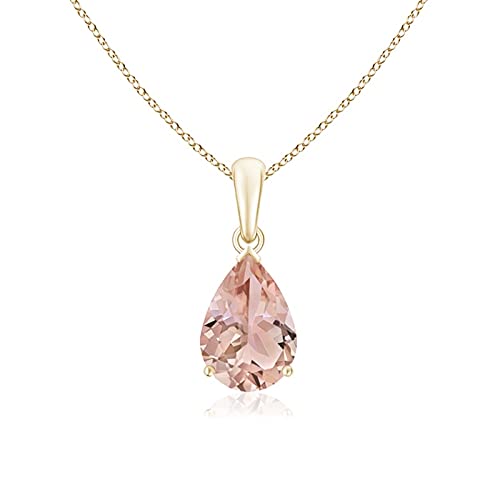 Angara Natural Morganite Solitaire Pendant Necklace for Women - 14K Solid Gold/Platinum Jewelry | Elegant Gift for Her, Birthday, Anniversary | Perfect for Weddings, Date Nights & Special Occasions