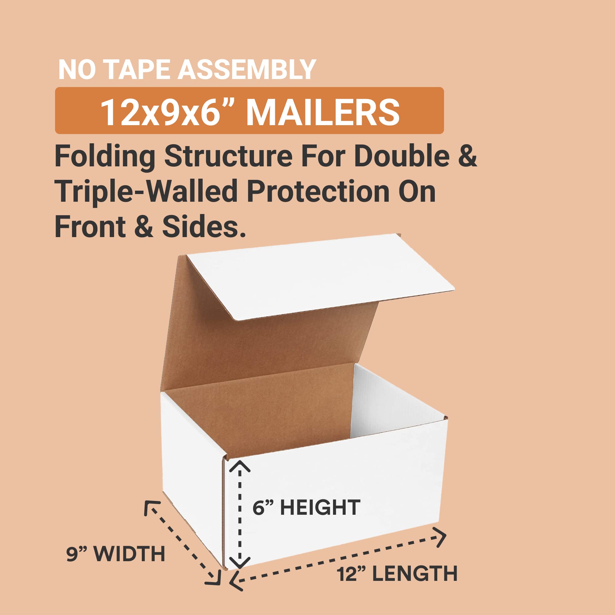 BOX USA 12x9x6 Inches Small Corrugated Cardboard Shipping Boxes - 50 Pack for Packing, Moving & Storage | Perfect for Ecommerce, Home Organization & Office Supplies