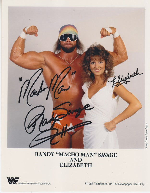 1988 Macho Man Randy Savage Elizabeth 8x10 Photo - Facsimile Autograph - WWE Wrestling Memorabilia - Perfect for Collectors, Fans, and Home Decor