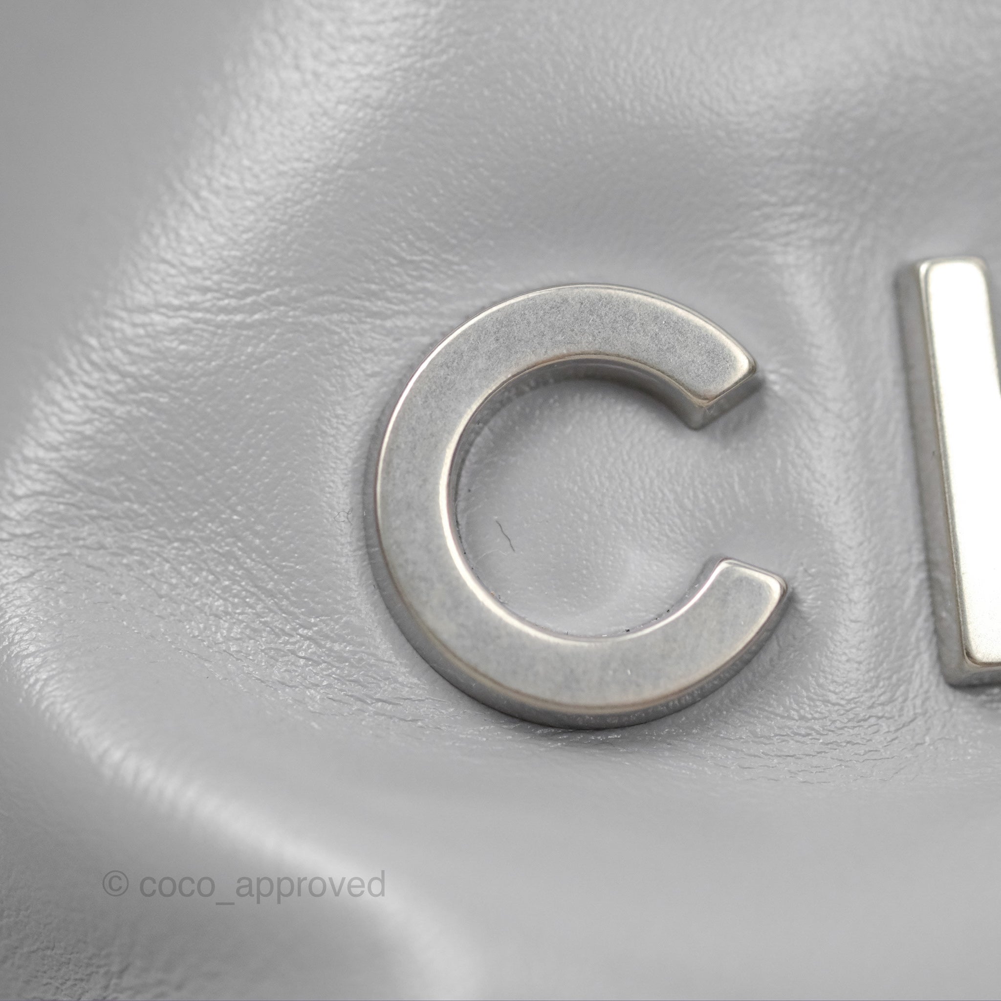 Chanel 22 Mini Bag Light Grey Shiny Crumpled Calfskin with Matte Silver Hardware - Luxury Crossbody Purse for Women, Perfect for Date Night & Evening Events