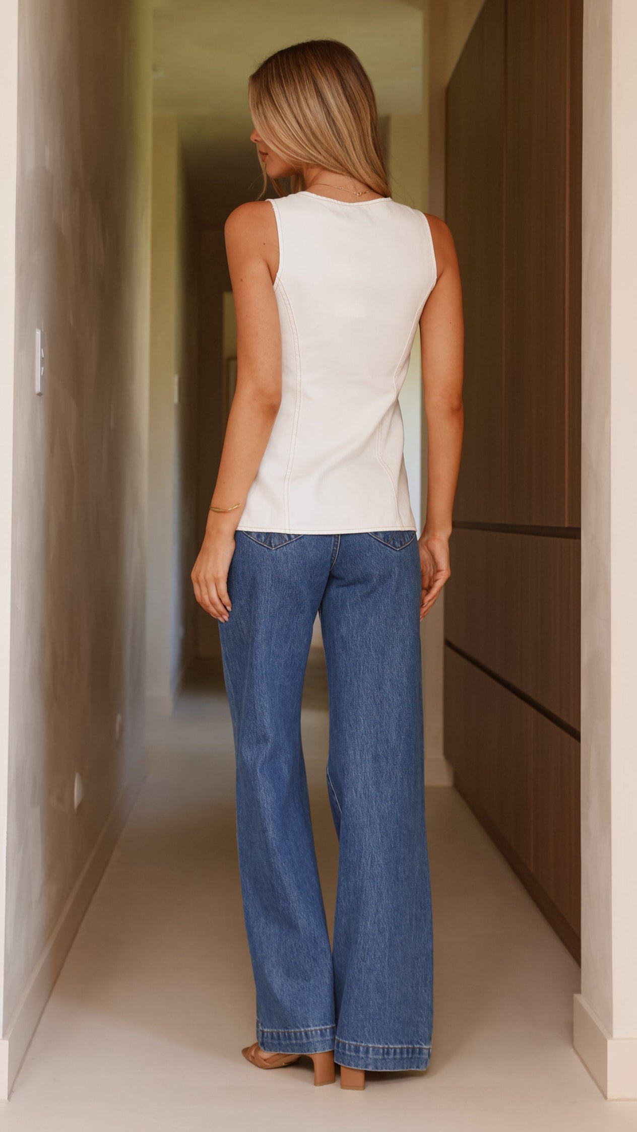 Bailey Button Up Vest for Women - White Denim Jacket with Front Pockets | Casual Outfits, Layering, Spring & Fall Fashion