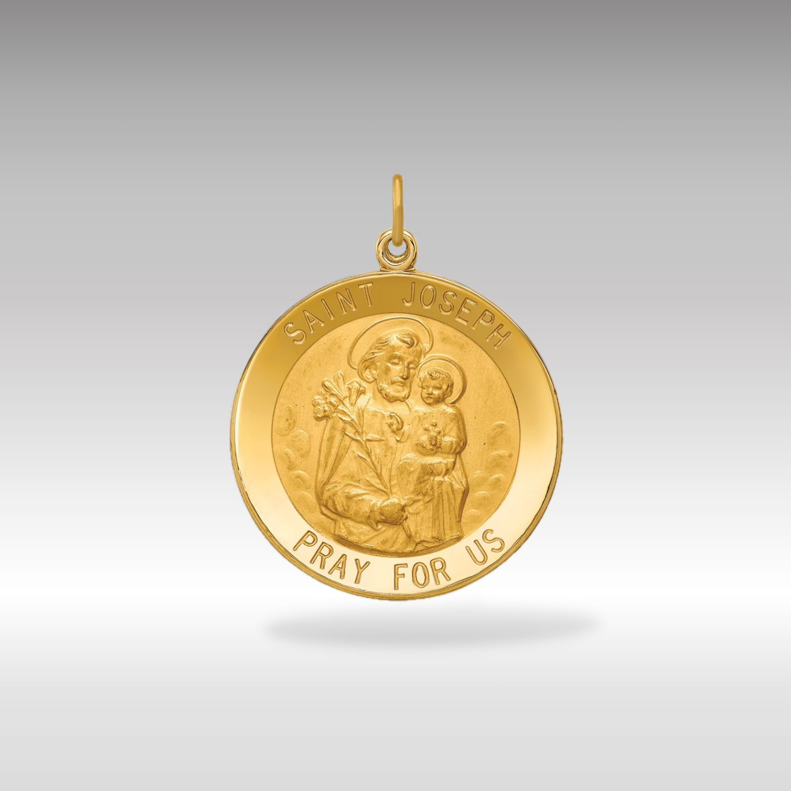 Gold Large Solid Saint Joseph Medal Charm XR1811 - Religious Jewelry for Men & Women - Perfect for Necklaces, Bracelets, and Gifts