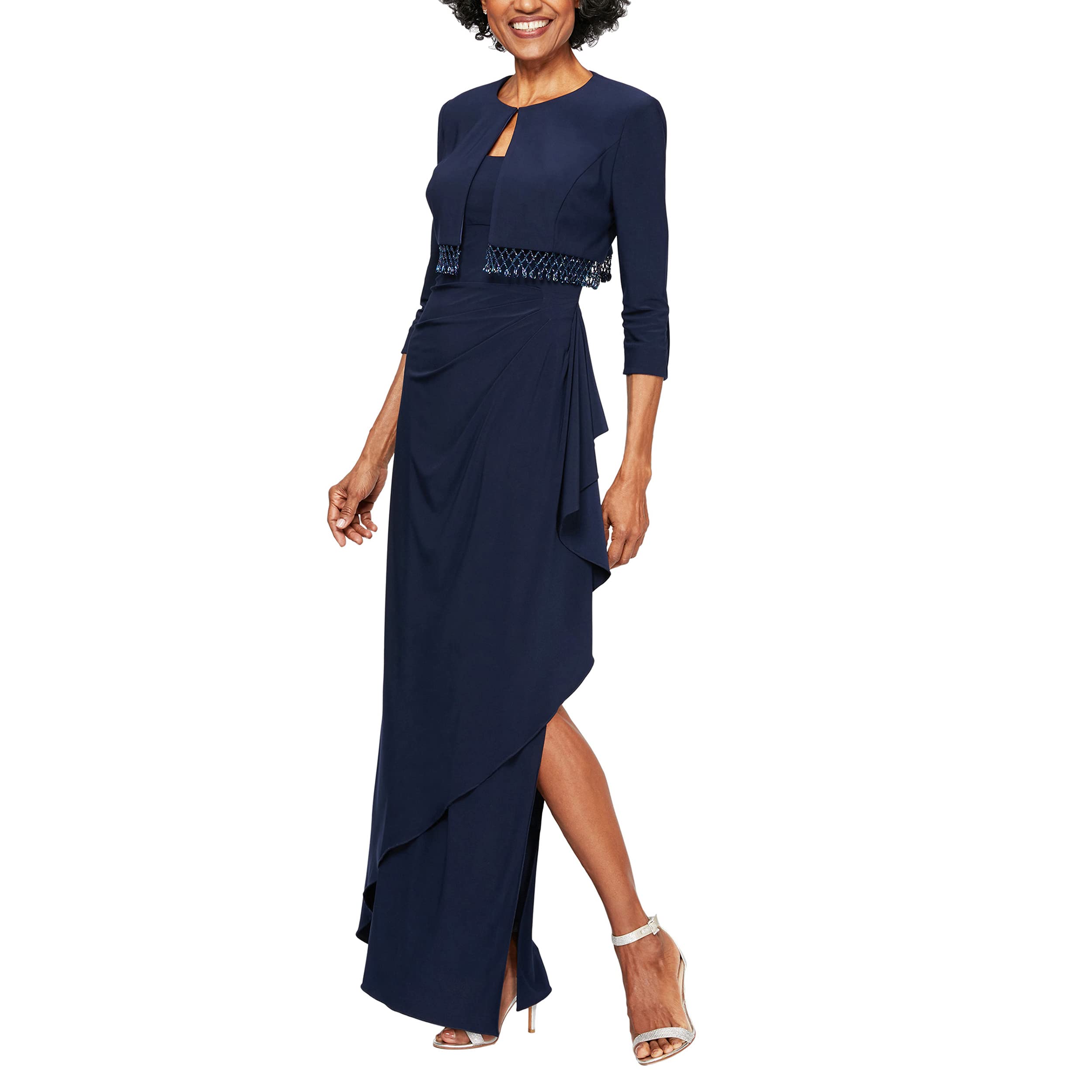 Alex Evenings Women's Empire Waist Bolero Jacket Dress - Formal Evening Gown for Weddings, Parties & Special Occasions (Petite & Regular Sizes) | Plus Size Options Available