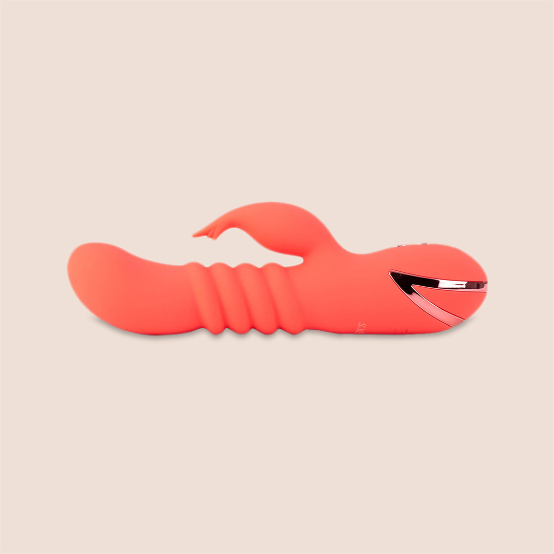 California Dreaming® Orange County Cutie - Silicone Vibrating & Thrusting Rabbit Vibrator for Women | G-Spot & Clitoral Stimulation | Waterproof & Rechargeable Adult Toy for Couples Play & Solo Pleasure