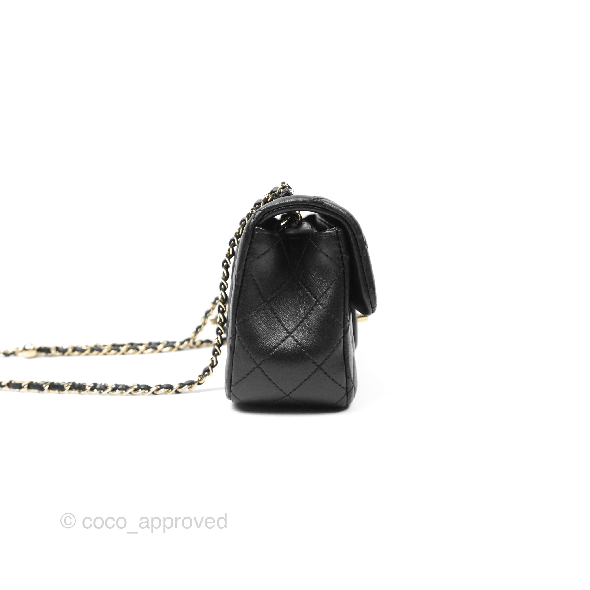 Chanel Ball Crush Mini Rectangular Bag - Black Lambskin Leather with Gold Hardware 23C Collection | Luxury Crossbody Purse for Women, Perfect for Evening Events & Date Nights