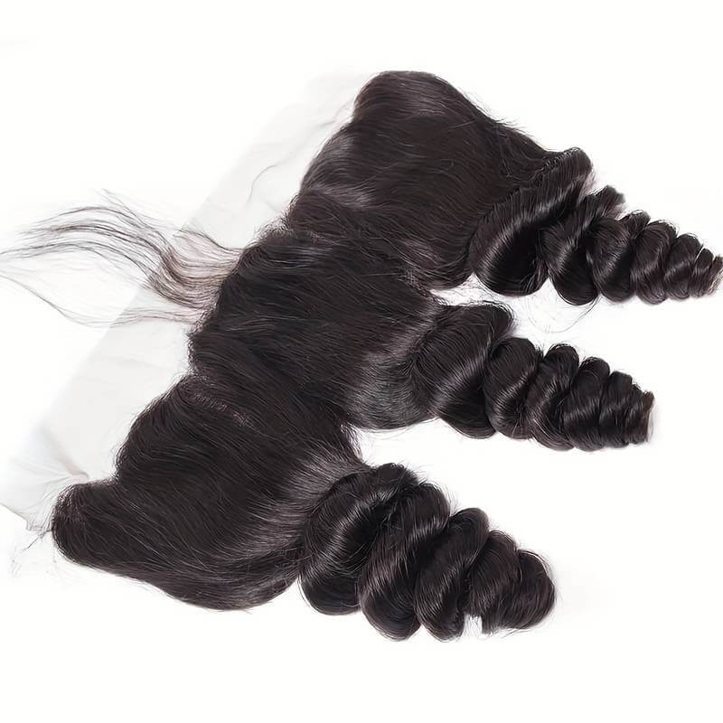 Eullair 100% Human Hair Loose Wave Bundles with Closure 3/4 PCS - 4x4 5x5 6x6 HD Lace Closure - Brazilian Virgin Hair Extensions for Natural Look - Perfect for Daily Wear, Parties & Special Occasions