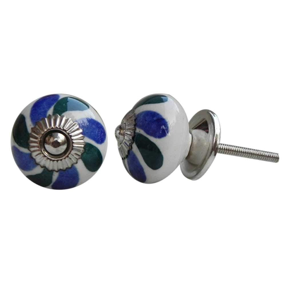 16-Piece Blue Floral Ceramic Drawer Knobs - Elegant Cabinet Hardware for Kitchen, Dresser & Cupboard - Vintage Decorative Pulls for Home Renovation & DIY Furniture Upgrade
