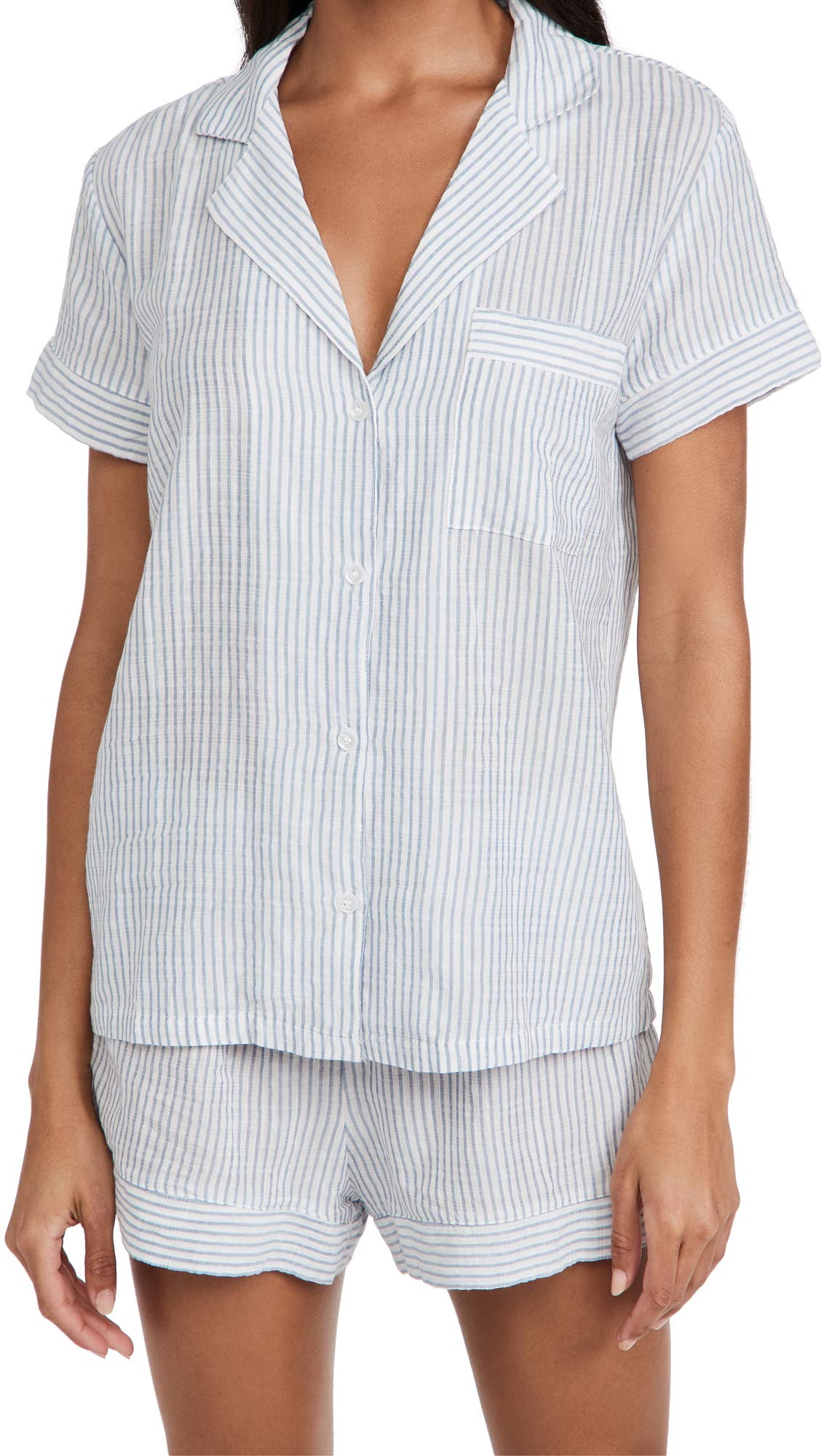 Eberjey Women's Nautico Stripes Woven Shorts Pajama Set - Soft Cotton Sleepwear for Summer Nights & Lounge Wear at Home