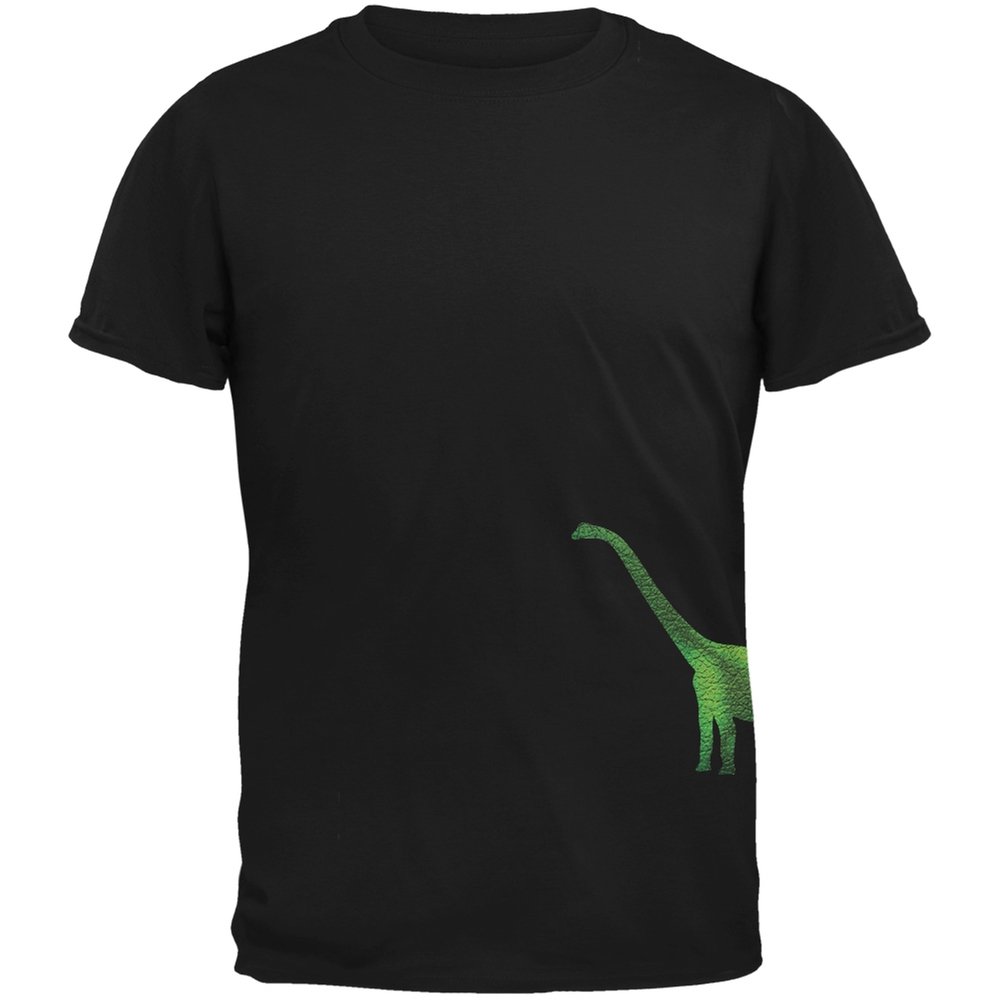 Brachiosaurus Dinosaur Distressed Black Adult T-Shirt - Vintage Dino Graphic Tee for Men & Women - Perfect for Jurassic Theme Parties, Paleontology Enthusiasts & Casual Wear