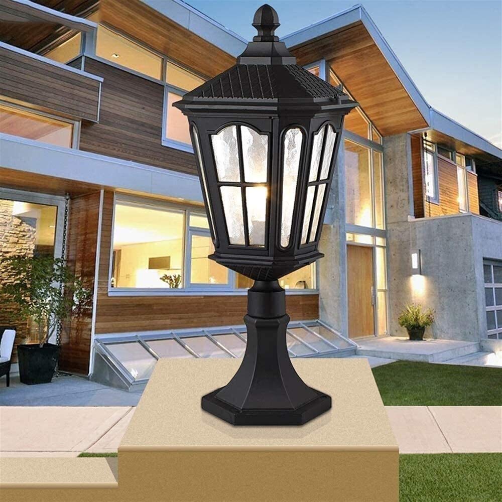 Waterproof IP65 Outdoor Courtyard Lamp - Aluminum Die-Casting Garden Light with Glass Shade for Villa, Fence, Wall, Doorpost, Lawn & Street Lighting | Landscape Decoration & Pathway Illumination