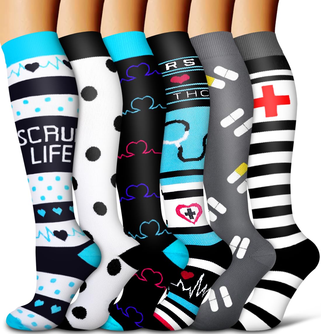 COOLOVER Compression Socks for Women & Men - 20-30 mmHg Graduated Support Socks for Running, Nursing, Travel & Recovery - Improve Blood Circulation & Reduce Swelling (Perfect for Athletes, Nurses & Frequent Flyers)