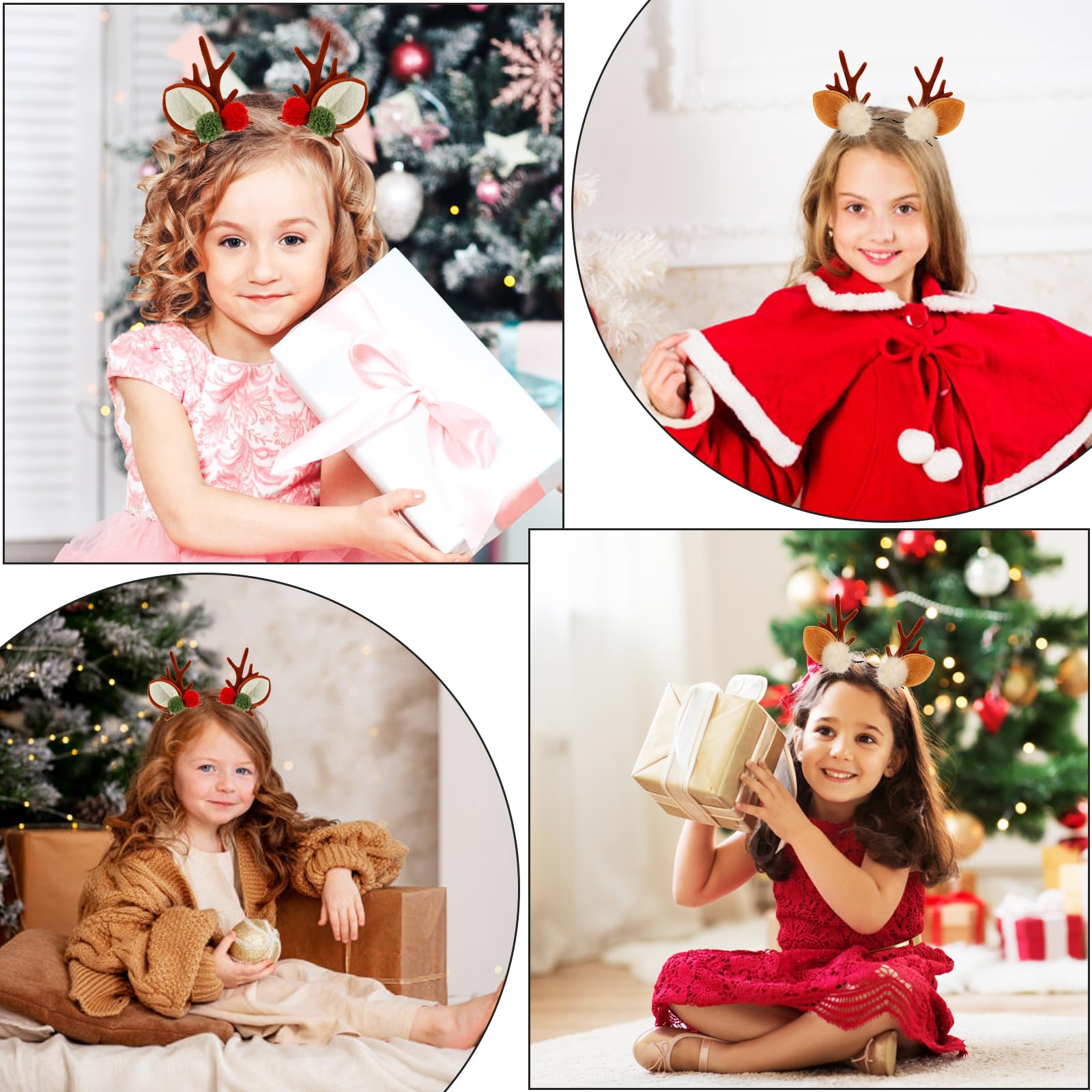 2 Pairs Christmas Hair Clips - Reindeer Antler Hairpins for Women & Girls, Festive Holiday Hair Accessories for Christmas Parties, Family Gatherings & Photo Shoots